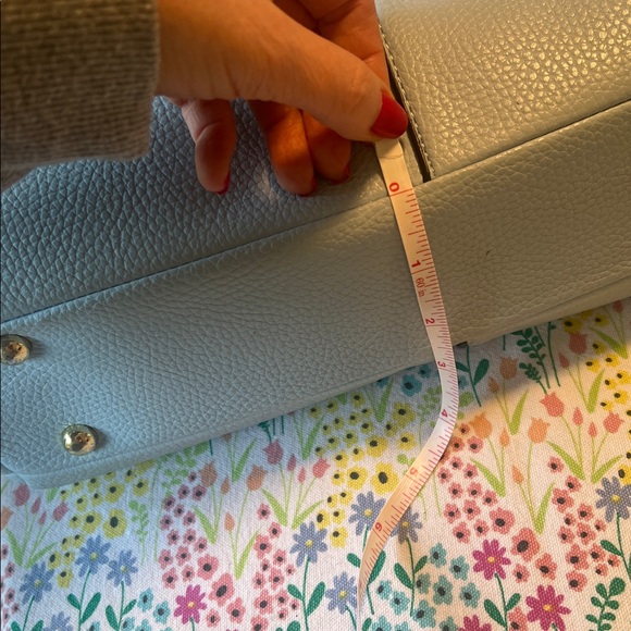 Anne Klein Light Blue Pebbled Shoulder Bag with Gold Accent - Picture 7 of 8